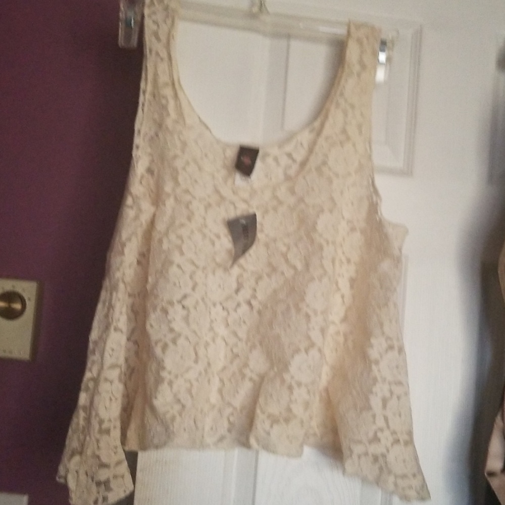 Sweet Love Trapeze Lace Tank in Ivory Sz L NWT